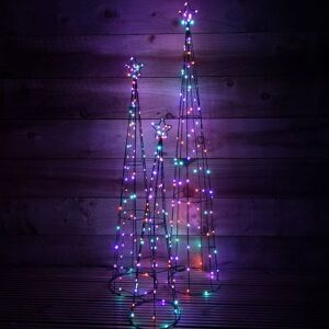 Samuel Alexander - Premier 250 led 3 Piece Indoor Outdoor Christmas Pyramid Decoration Set in Rainbow