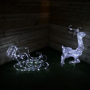 PREMIER DECORATIONS 1M Acrylic Reindeer and Sleigh with 140 White Leds