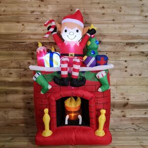 Samuel Alexander - Premier Christmas 2M Light Up Fireplace Inflatable with Festive Elf and Presents