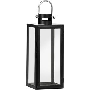 Premier Housewares - Christmas Lanterns Glass Lanterns For Living Room Metal Frame Christmas Lanterns Indoor and Outdoor Camping Lights With Rope