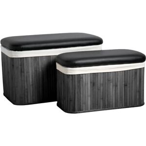 Premier Housewares - Ottoman Black Bamboo Storage Seats