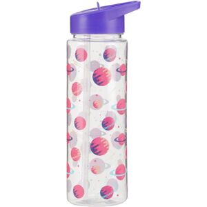 Premier Housewares - pp Plastic Water Bottle/ Flip Open Drinking Spout Connected To a Straw/ Purple Abstract Print/ Generous Capacity of 680 ml/ Leak