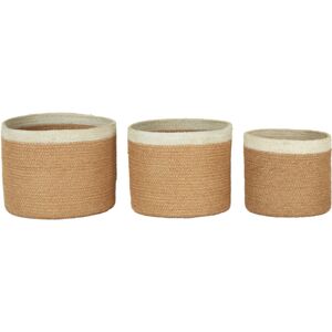 Premier Housewares - Set of Three Jute Baskets with White Top