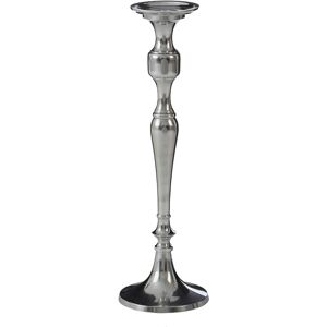 Premier Housewares Small Silver Candlestick/ Candle Holder/ Traditional Design/ Hard Wearing Aluminum/ Handcrafted/ Each Piece Is Unique 15 x 50 x 15