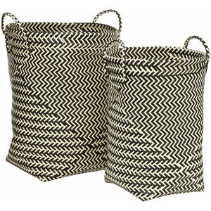 Premier Housewares - Woven Black/White Laundry Baskets - Set of 2