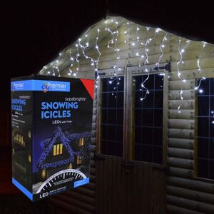 PREMIER DECORATIONS 17.8m (720 led) Premier Outdoor led Icicle Christmas timer Lights - Cool White