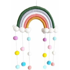 Hoopzi - Rainbow Macrame Wall Hanging Home Decor Boho Room Decor Hand Woven Tapestry Kids Wall Decor (CH5A-5)