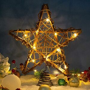 Tinor - Rattan Star Christmas Tree Topper Natural Star Tree Topper 10 Inch Xmas Tree and Holiday Seasonal Decoration Suitable for General Size