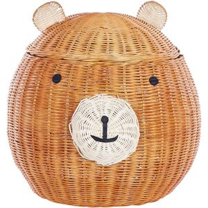 BELIANI Rattan Wicker Bear Basket Hamper Natural Woven Accessory Himba - Natural