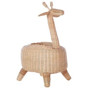 Beliani - Rattan Wicker Giraffe Basket Hamper Natural Woven Toy Storage Accessory Light Tone Barrie - Light Wood