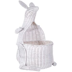 BELIANI Rattan Wicker Kangaroo Basket Hamper Natural Woven Toy Storage Accessory White Kapiti - White