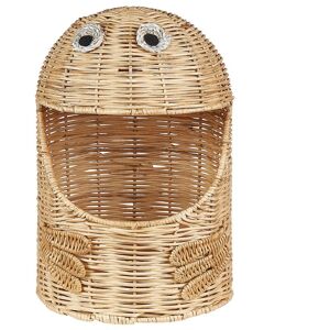 BELIANI Rattan Wicker Monster Shape Basket Hamper Natural Woven Toy Storage Accessory Light Hormuz - Light Wood