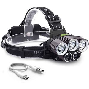 Denuotop - Rechargeable Headlamp, Lumen Powerful Lighting Ultra usb Rechargeable 5 led 6 Lighting Modes without Battery Shockproof for Walking