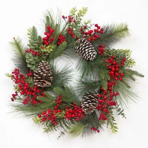 Shatchi - Red Berry & Pine Cone Wreath-60cm