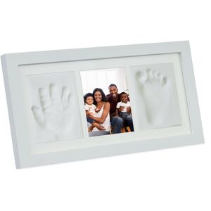 Relaxdays Baby Photo Frame, Handprint, Footprint, 1 Picture, Newborn, Handmade, Nursery, Gift, HxW: 18 x 35 cm, White