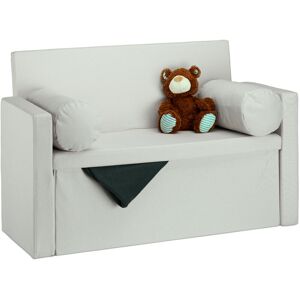 Bench Seat with Backrest, Pillows, Foldable, Storage Ottoman, Padded, Hallway Chest, 75x115x47cm, Cream - Relaxdays