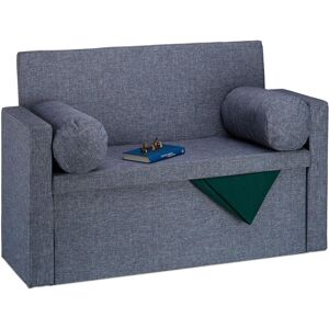 Bench Seat with Backrest, Pillows, Foldable, Storage Ottoman, Padded, Hallway Chest, 75x115x47cm, Grey - Relaxdays