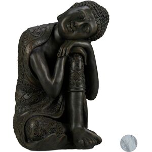 Relaxdays - Buddha Ornament Sitting, 60 cm, Garden Decorative Figurine, Weatherproof, Frost-proof, Dark Grey