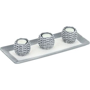 Relaxdays - Candle Tray, Candle Set with 3 Tea Light Holders & Sand, for Living & Dining Room, Candleholder, Grey/White