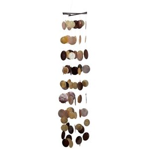 Relaxdays - Capiz Wind Chimes with Seashell Garlands, Beads, Maritime Wooden Garden Mobile, Window, Balcony, 117 cm, Brown-Pink