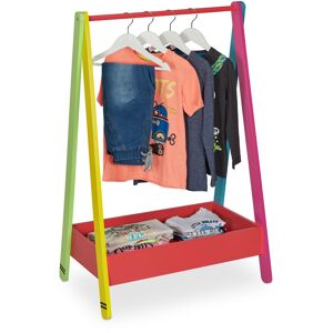 Relaxdays Children’s Clothes Rail, Rack for Bedroom or Nursery, with Shelf, HxWxD: 99x64.5x42 cm, Multi-Coloured