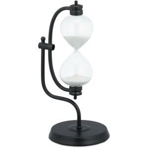 Relaxdays - Hourglass Timer, 15 Minute, Antique, Living Room, Office, Rotates, Decorative, HxWxD 34x19x15 cm, Black/White