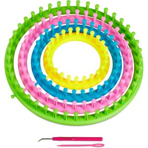 Relaxdays - Knitting Loom Set, 4 Frames, Round Rings, Children & Adults, Hat & Scarf, ø 28cm, 24cm, 19cm, 14cm, Colourful