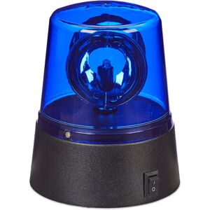 Relaxdays - led Blue Siren, Strobe Light with Rotating Reflector, Party Light, Battery-operated, Blue