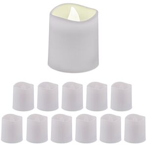 Relaxdays - led Candles, Set of 12, Warm White Faux Candles, HxWxD: 4.5 x 4 x 4 cm, Electric, Flameless Tea Lights, White