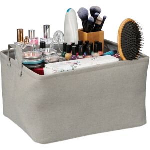 Relaxdays - Storage Basket, Folding, Box for Shelves, 30 x 48 x 38 cm, Bathroom Organiser with Handles, Fabric, Grey