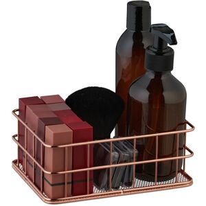 Relaxdays - Storage Basket, Organiser, Wire, Metal, Cube, HxWxD: 6.5 x 17 x 12.5 cm, Office, Kitchen, Bathroom, Rose Gold