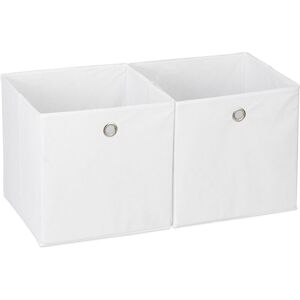 Storage Box Set of 2, Square, Shelf Storage Basket, Square Bins 30x30x30 cm, White - Relaxdays