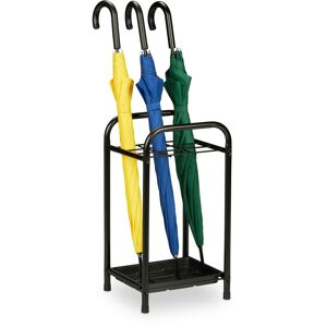 Umbrella Stand, with Drip Tray, hwd: 53.5 x 29.5 x 27 cm, Hallway and Office, Parasol Rack, Metal, Black - Relaxdays