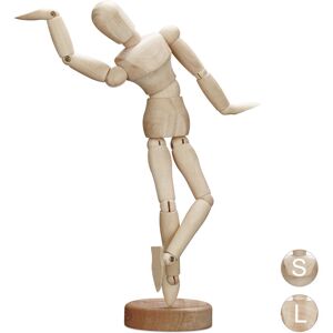 Relaxdays - Wooden Artists' Mannequin for Drawing and Crafting, Articulate with Stand, Model, 21.5 cm Tall, Natural