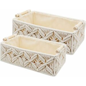 Rhafayre - Boho Storage Basket, Handwoven Decoration Box, Decorative Countertop Organizer Macrame Baskets for Bedroom Living Room