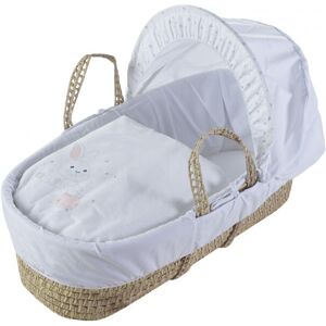 Kinder Valley - Rodger and Millie Blush Palm Moses Basket With Quilt, Padded Liner, Body Surround and Adjustable Hood