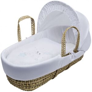 Kinder Valley - Rodger and Millie Mint Palm Moses Basket With Quilt, Padded Liner, Body Surround and Adjustable Hood