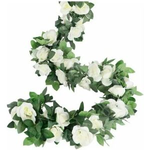 Neige - Rose Garland 4pcs Artificial Rose Tendrils Artificial Silk Flower Garlands for Home Office Archway Garden White