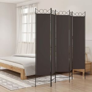 Berkfield Home - Royalton 5-Panel Room Divider Brown 200x200 cm Fabric