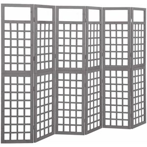 Berkfield Home - Royalton 6-Panel Room Divider/Trellis Solid Fir Wood Grey 242.5x180 cm