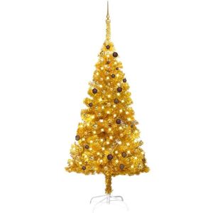 Artificial Christmas Tree with LEDs&Ball Set Gold 210 cm pet - Royalton