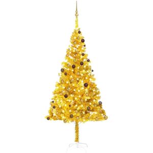 Artificial Christmas Tree with LEDs&Ball Set Gold 240 cm pet - Royalton