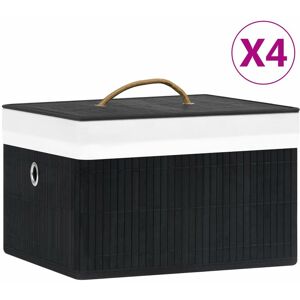 Berkfield Home - Royalton Bamboo Storage Boxes 4 pcs Black