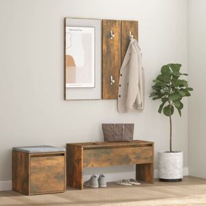 BERKFIELD HOME Royalton Hallway Furniture Set Smoked Oak Engineered Wood