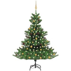 Nordmann Fir Artificial Christmas Tree LED&Ball Set Green 180cm - Royalton