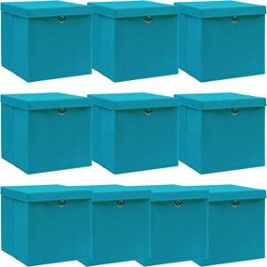 BERKFIELD HOME Royalton Storage Boxes with Lids 10 pcs Baby Blue 32x32x32 cm Fabric