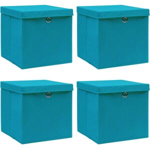 Berkfield Home - Royalton Storage Boxes with Lids 4s pcs Baby Blue 32x32x32 cm Fabric