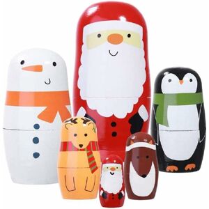 Langray - Russian matryoshka dolls, 6 exquisite handmade Russian nesting dolls made of wood, Russian handicrafts with Santa motifs, Christmas and