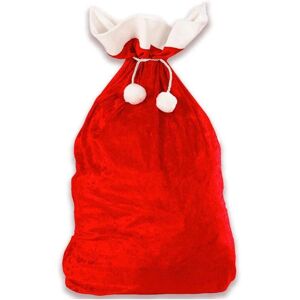 Aougo - Santa Claus Hamper - 1 Large Red Velvet Christmas Gift Bag Red and White Gift Bags Christmas Party Fancy Dress (50 x 70cm)