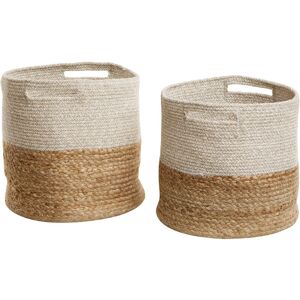 Beliani - Woven Cotton Jute Set of 2 Baskets Storage Laundry Bin Handles Naulla - Grey